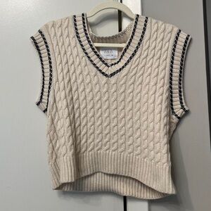 Zara beige sweater vest with black stitching
